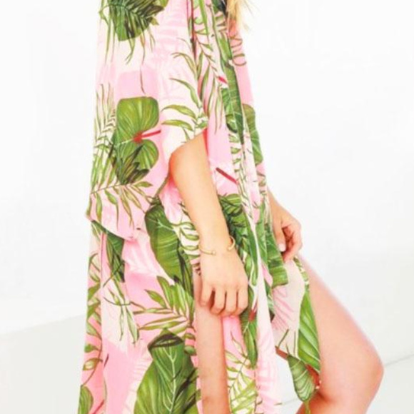 PINK PALM KIMONO - Picture 2 of 3